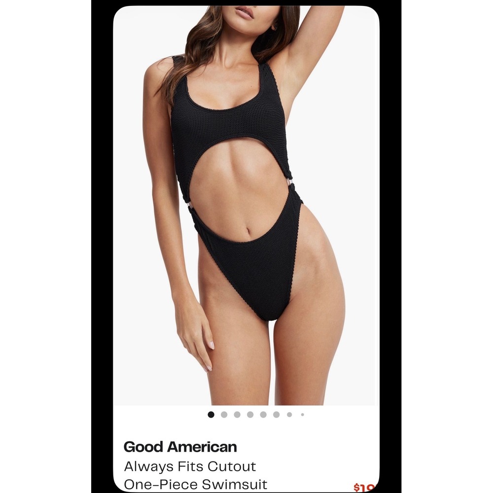 Good American Always Fits Cutout One-Piece Swimsuit Black XXS/XS new